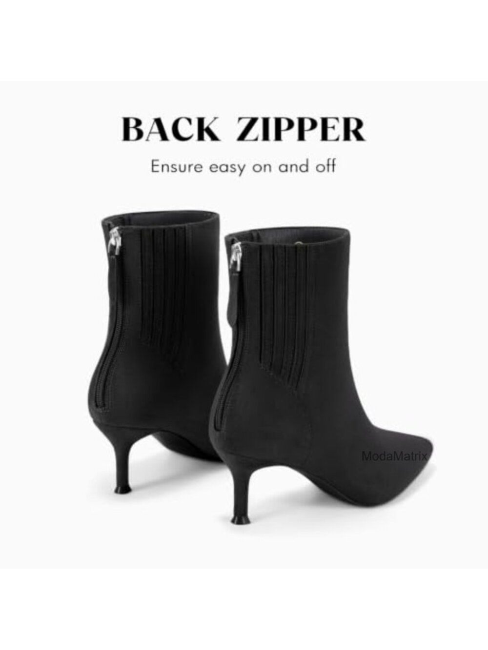 Faux Suede Ankle Boots Kitten Heel Back Zipper Dress Booties - Picture 4 of 6